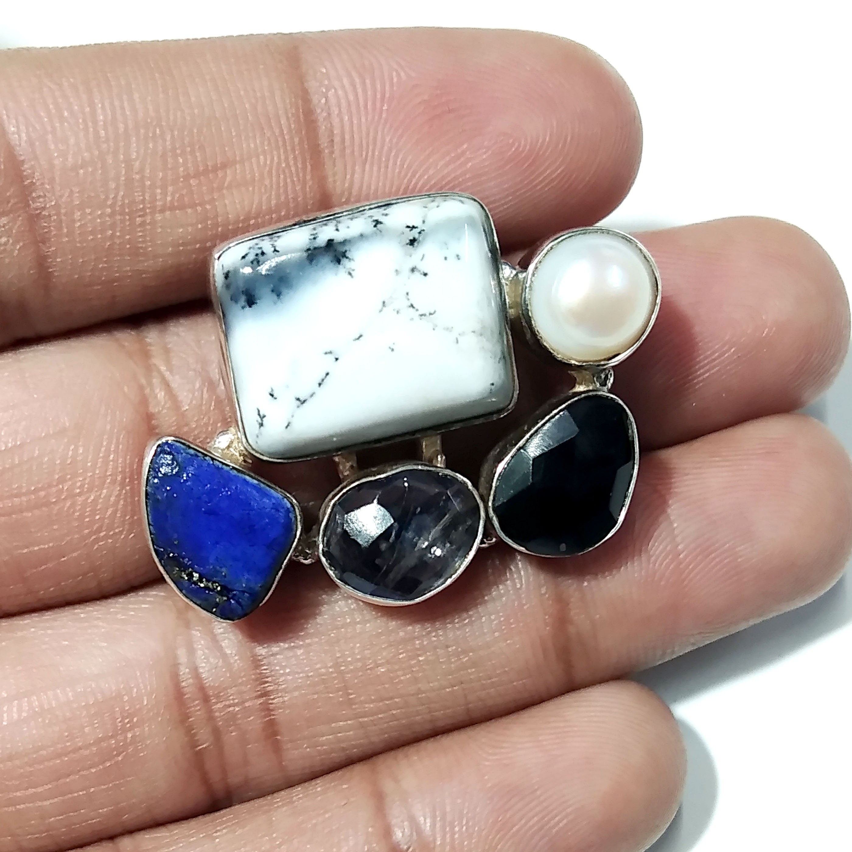 925 Starling Silver Rings, With All Natural Gemstone Rings, Beautiful Nice Multi Stone Ring, Handmade Gemstone Ring, For Girls & Women Ring.